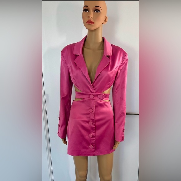 For Love And Lemons Fuchsia Satin Blazer Dress- XS- worn once! - Picture 8 of 16